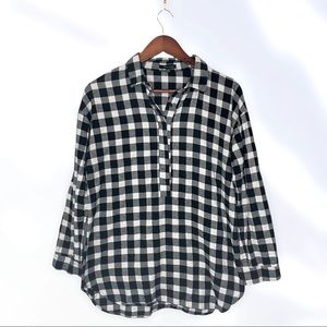 Flannel Buffalo Plaid Tunic 3/4 Button M